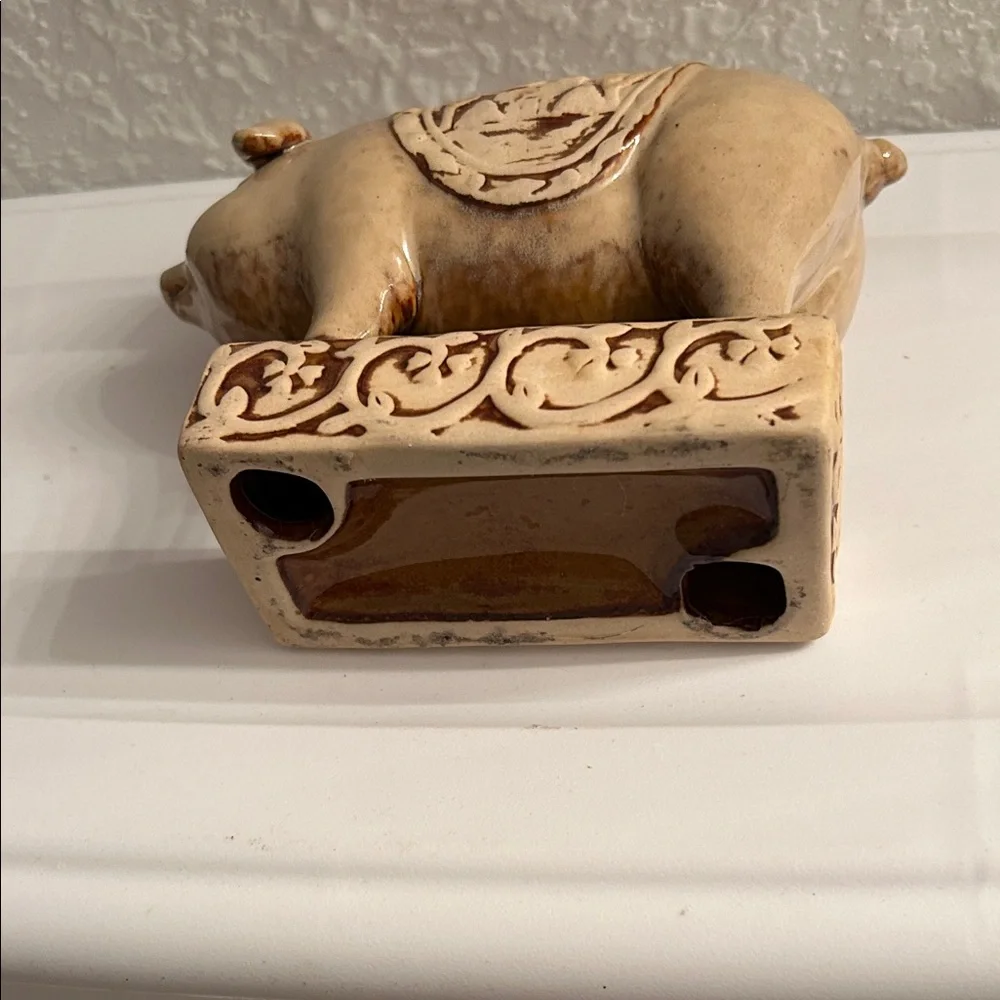 Rustic Cream Pig Figurine Farmhouse Chic